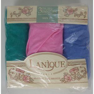 Vintage NIOP 3 Pairs Lanique Elastic Leg Briefs Cotton Panties USA Sz 12‎